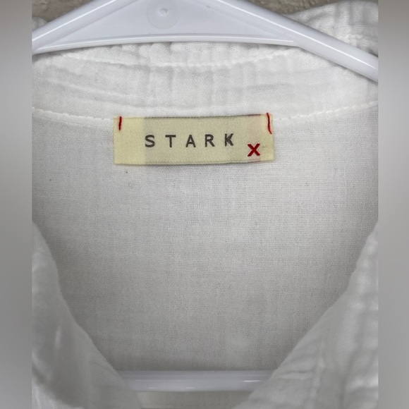 Stark x Cotton Gauze Pocket Button Down Shirt in White Size Medium Collared - Picture 4 of 8